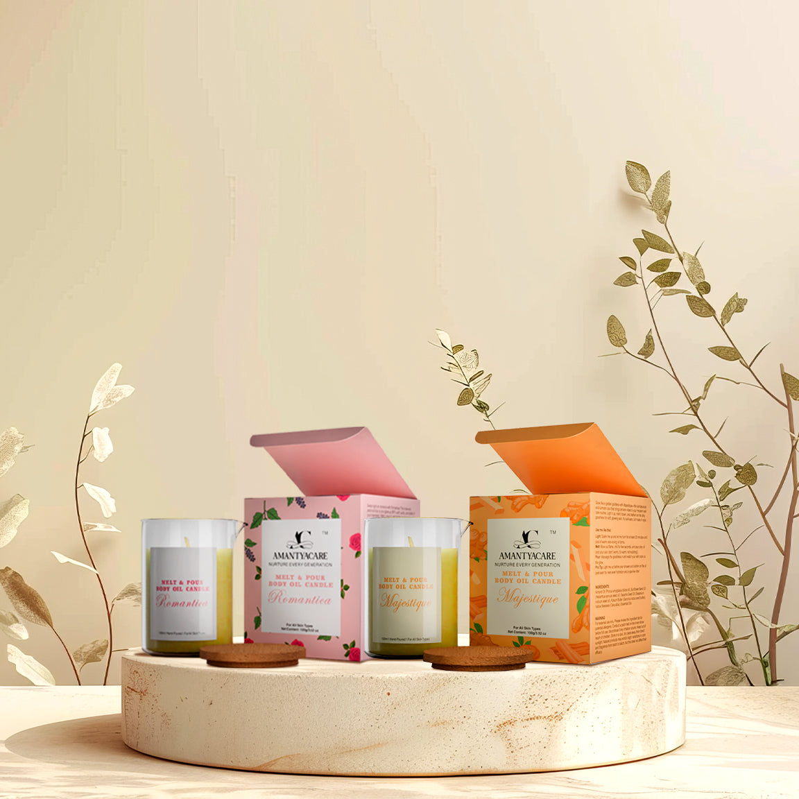 Majestique + Romantica (Body Oil Candle Combo of 2)